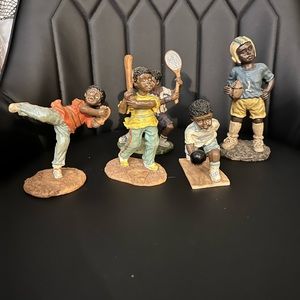 Vintage African American boy Sports figurines
